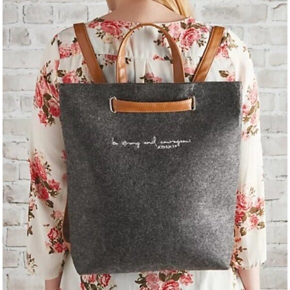 Faithworks Convertible Inspirational Felt Backpack & La Light Gray Bag B000119 - Picture 2 of 8